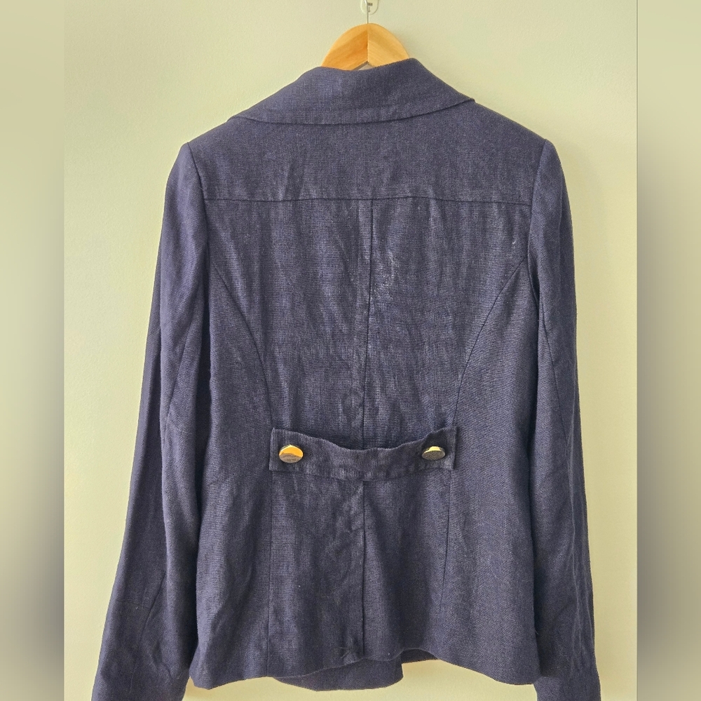 Linen Spring Double-Breasted Navy Jacket - Picture 3 of 8